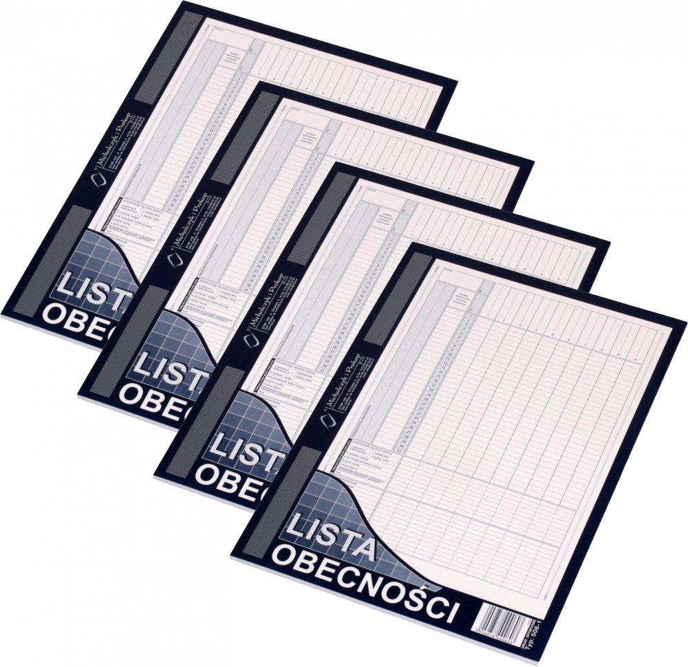 4x Druk akcydensowy Lista obecności MiP 506-1, A4, offsetowy, 40k