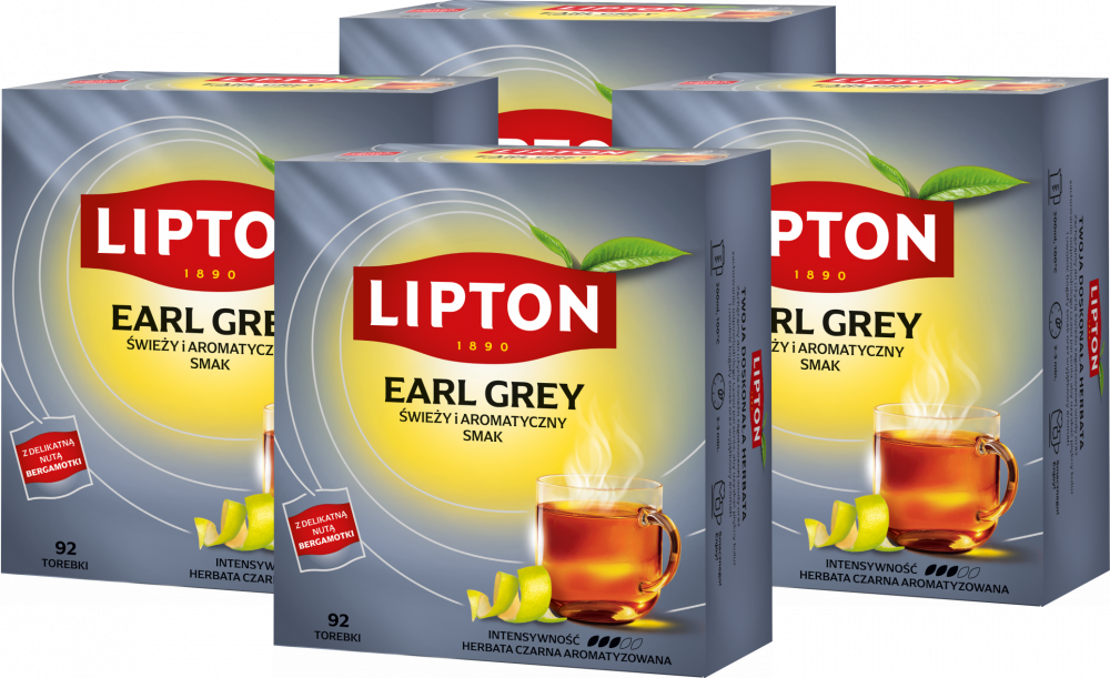 4x Herbata Earl Grey w torebkach Lipton, 92 sztuki x 1.5g