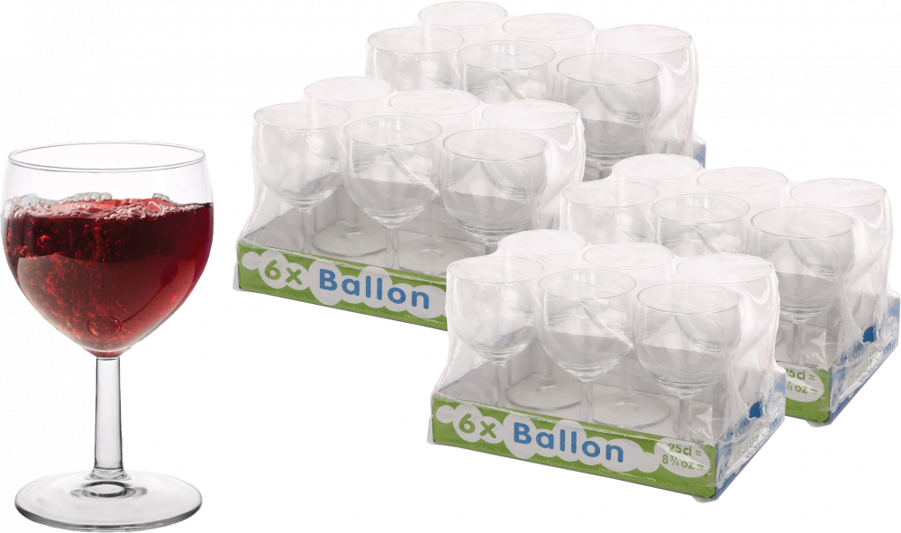 4x Kieliszki do czerwonego wina Altom Design Ballon, 250ml, szkło, komplet 6 sztuk, przezroczysty