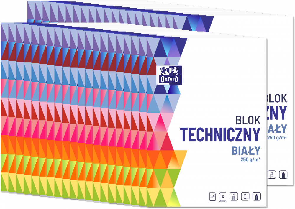 80x Blok techniczny Oxford, A4, 10 kartek, biały