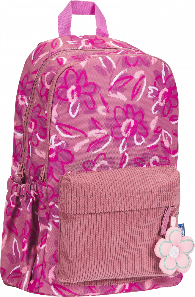 Plecak szkolny Oxford Bloom, dwukomorowy, 26l, 43x29x15cm, ciemnoróżowy