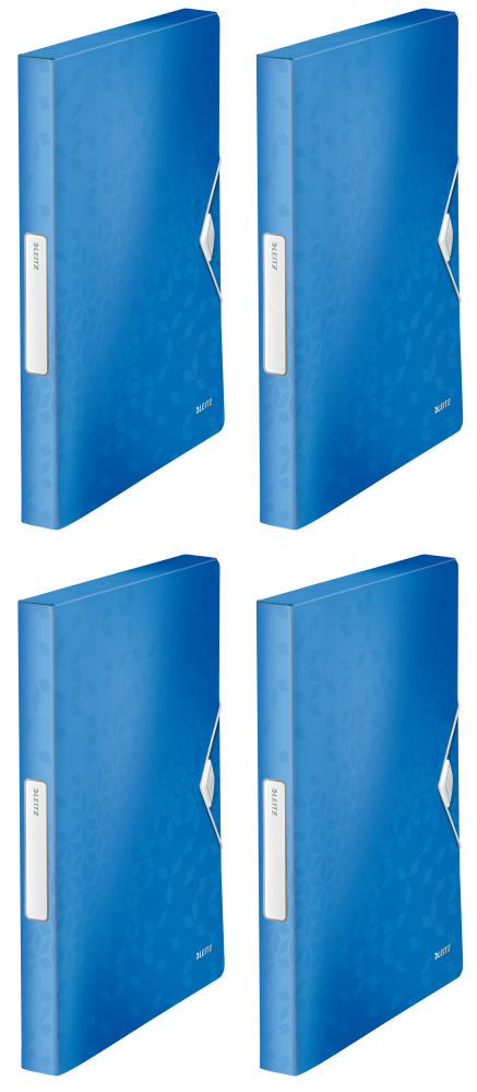 4x Teczka plastikowa z gumką Leitz Wow, A4, 30mm, niebieski