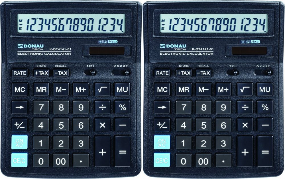 2x Kalkulator biurowy Donau Tech, 14-cyfr, czarny