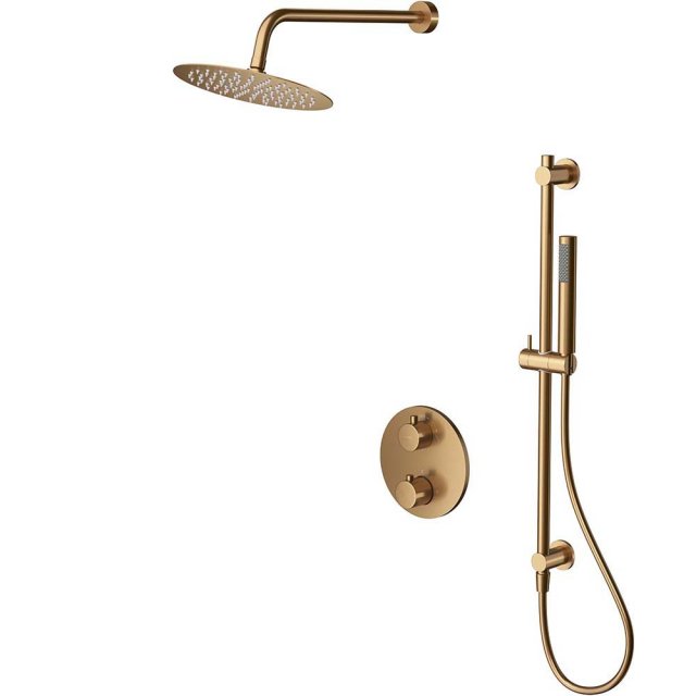 CERSANIT Zestaw podtynkowy ZEN termostatyczny z boksem, miedź szczotk