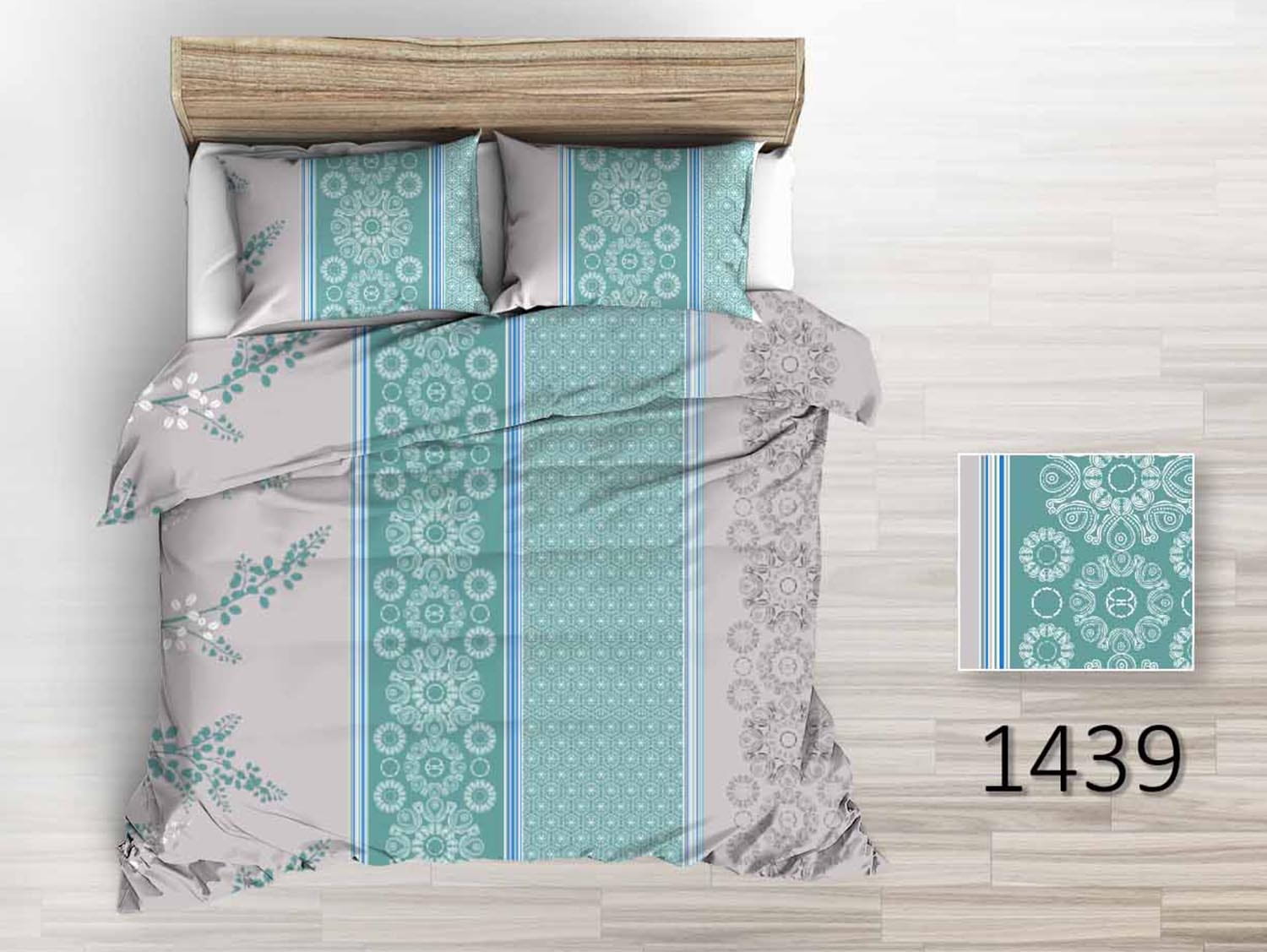 Komplet pościeli 160x200 KORA 100% BAWEŁNA klasyczny wzór kwiatowy w pasy