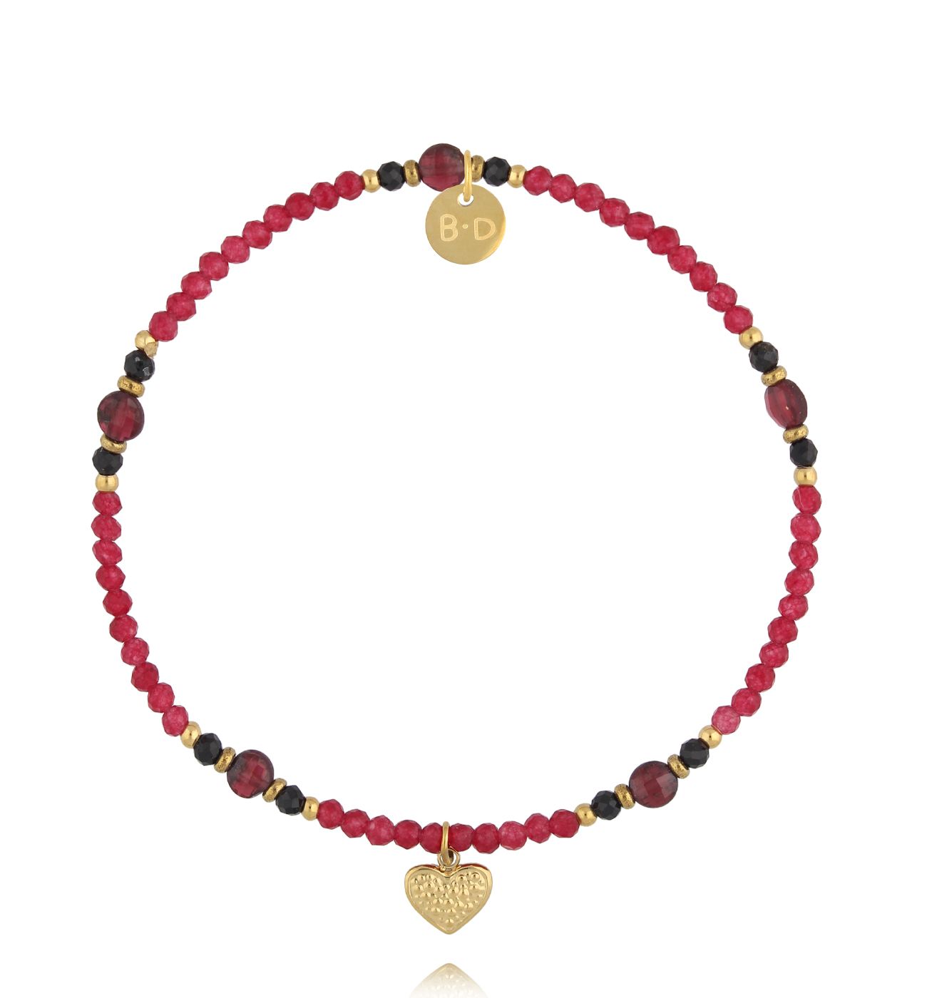 Bransoletka z jadeitu i zawieszką serca - By Dziubeka