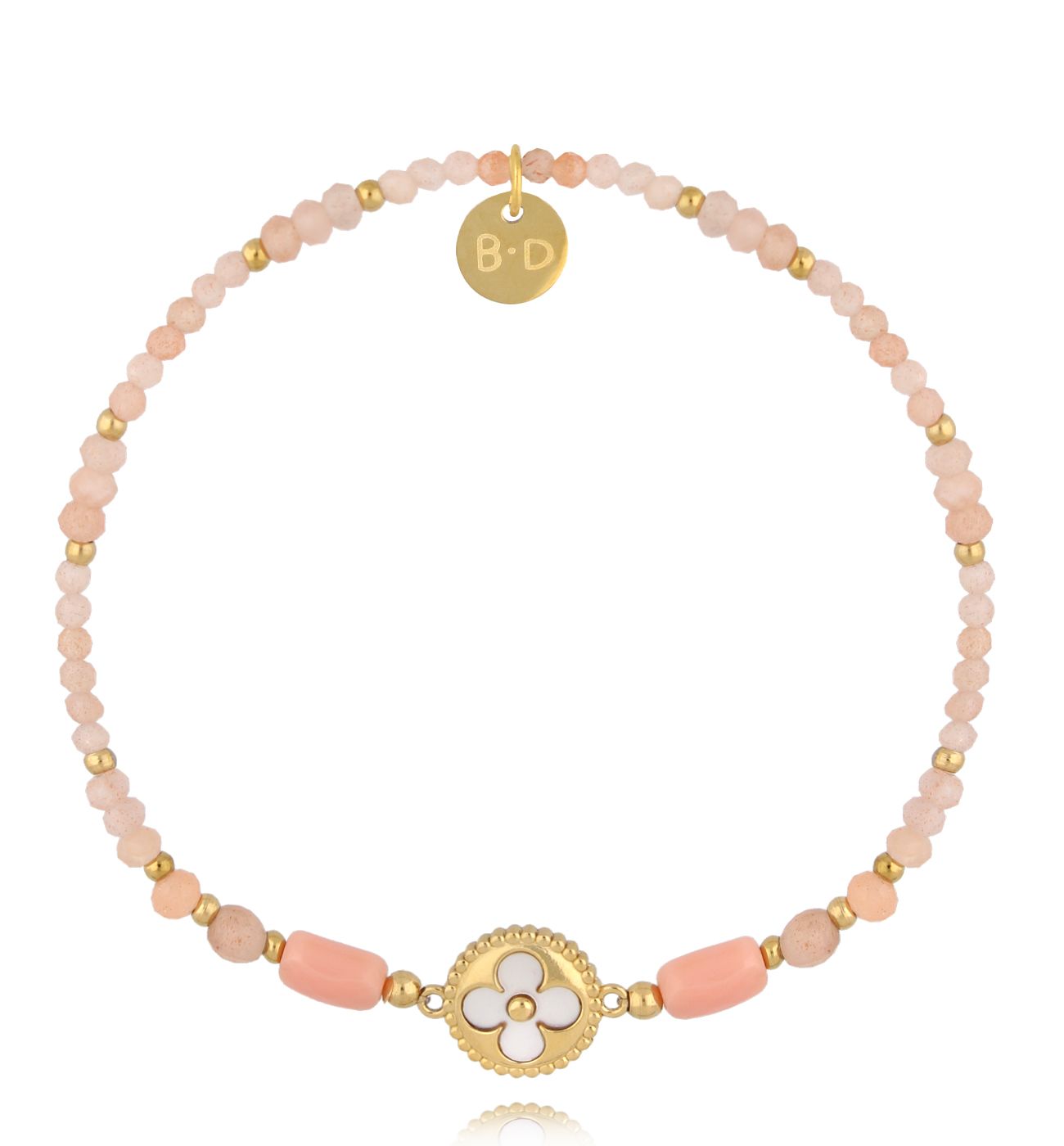 Bransoletka z kamieniami słonecznymi i koniczynką - By Dziubeka