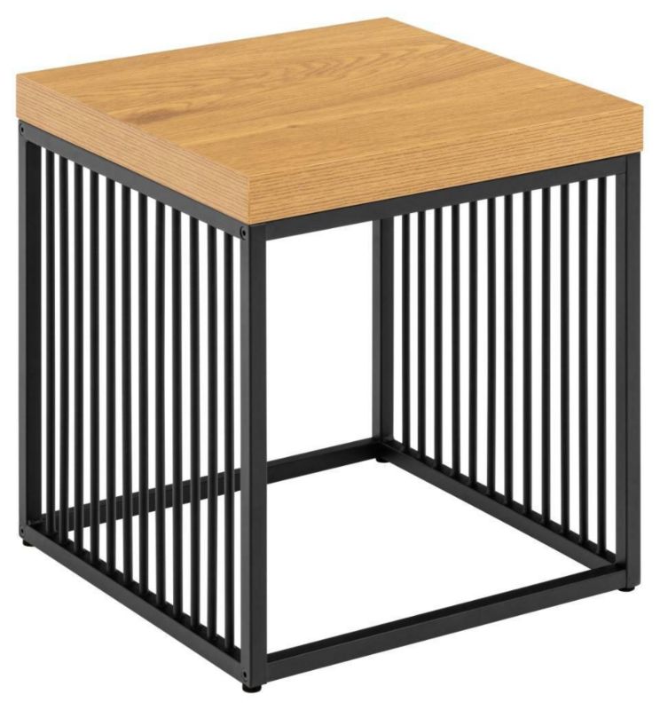 Stolik kawowy kwadratowy Strington ACTONA dąb czarny loftowy 40x40 cm do salonu 1 szt.