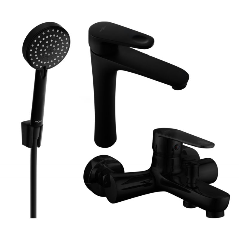 Zestaw wannowy Mexen Kama czarny 72513R75-70 1 szt.