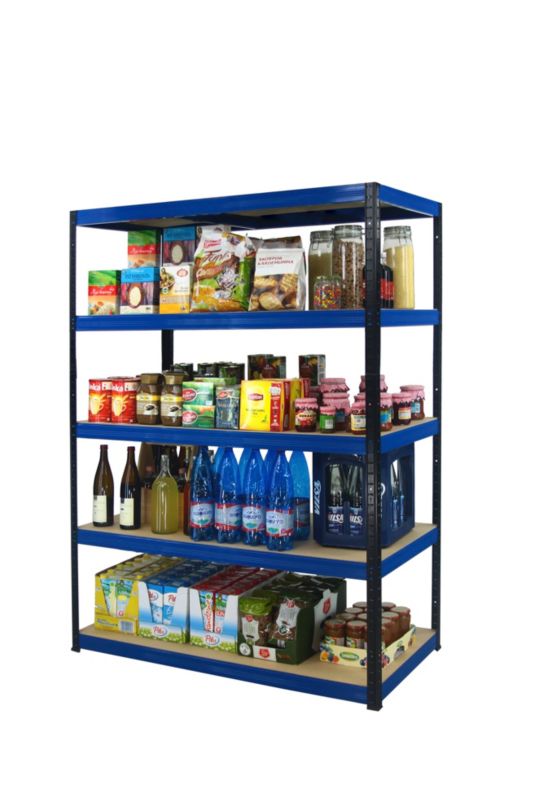 Regał metalowy MODO24 magazynowy stojak czarno-niebieski helios 180x150x35cm 5 półek po 275 kg 1 szt.