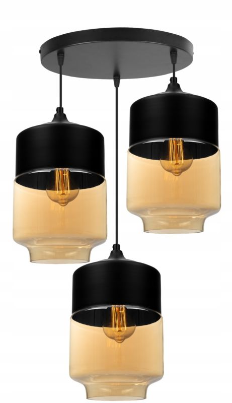 Lampa sufitowa wisząca Light Home LH Oslo 3x E27 60W czarny/złoty 1szt.