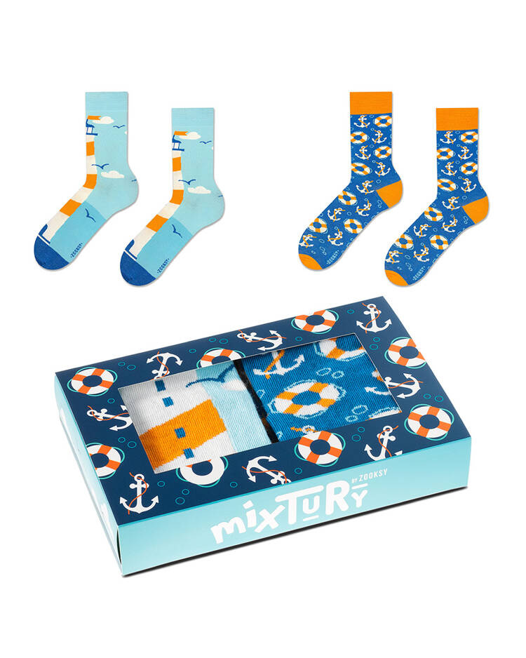 Skarpetki męskie długie | Morskie BOX | mixTURY | ZOOKSY