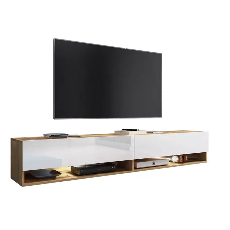 Szafka rtv dąb wotan biały połysk AROMA