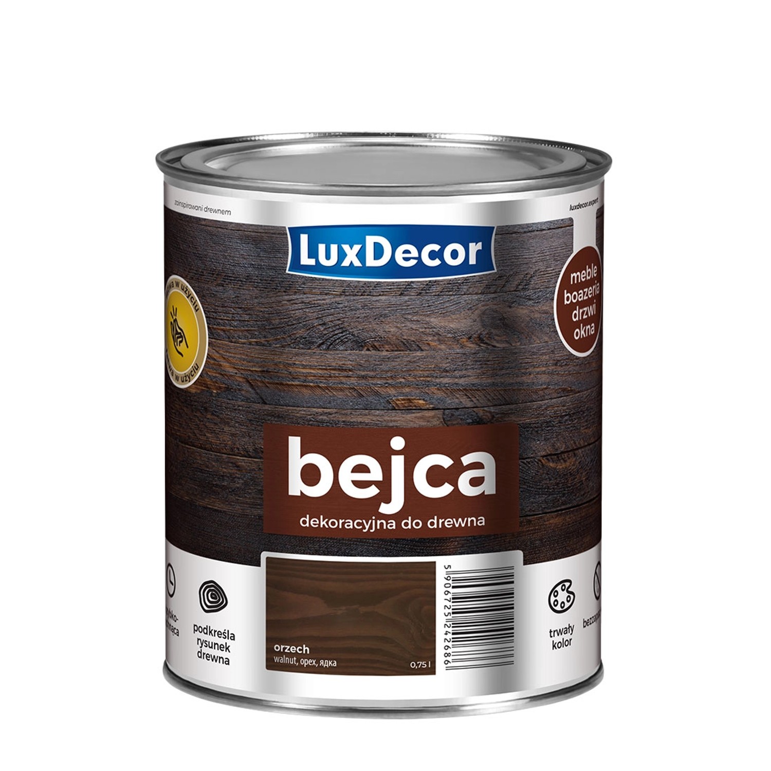LuxDecor Bejca do drewna orzech 0,75L