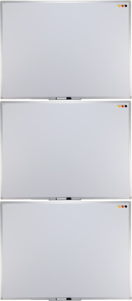 3x Tablica suchościeralna magnetyczna Ofix Standard, w ramie aluminiowej, lakierowana, 90x120cm, biały