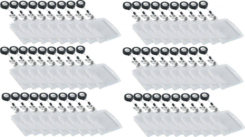 6x Etui do kart magnetycznych Durable, z mechanizmem ściągającym, 54x85mm, 10 sztuk, transparentny