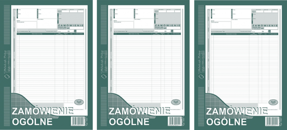 3x Druk akcydensowy Zamówienie ogólne MiP 332-1, A4, oryginał + 1 kopia, 80k