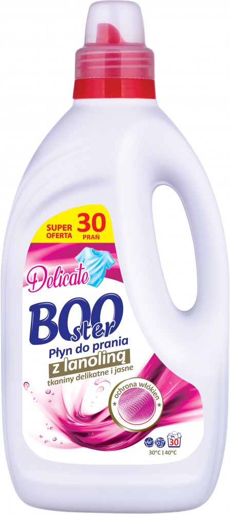 Płyn do prania tkanin delikatnych i jasnych Booster Delicate, z lanoliną, 1.5l