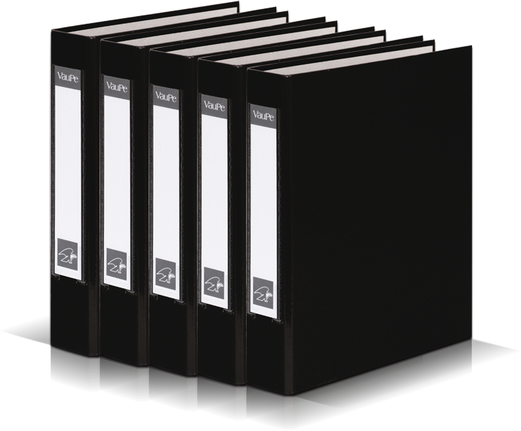 5x Segregator ringowy Vaupe, A5, szerokość grzbietu 40mm, 4 ringi, czarny