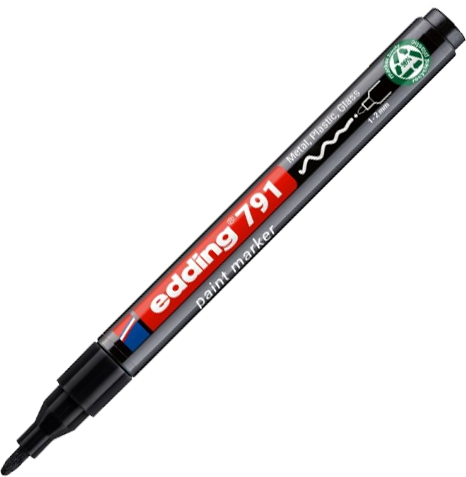 Marker olejowy edding e-791 PCR, okrągła, 1-2 mm, czarny