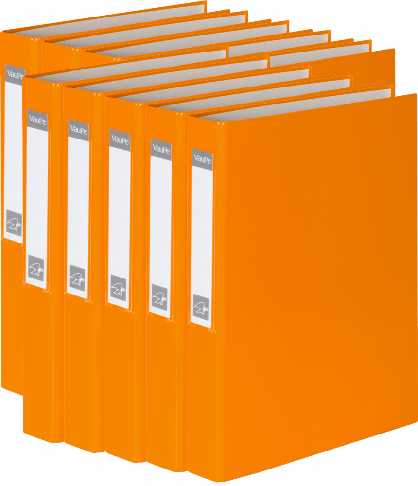 10x Segregator VauPe FCK, A4, szerokość grzbietu 40mm, do 150 kartek, 2 ringi, pomarańczowy