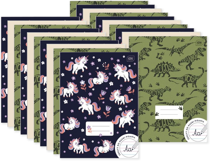 20x Zeszyt w wąskie kolorowe linie Interdruk UV, A4, 32 kartki, mix wzorów