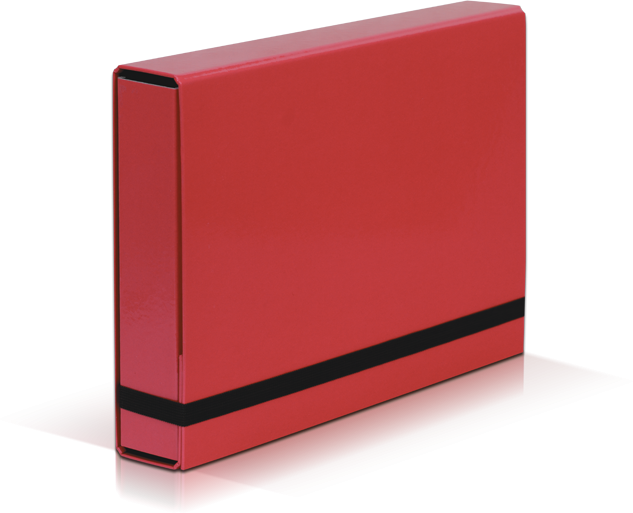 Teczka kartonowa z gumką VauPe Box Caribic, A4, 50mm, czerwony