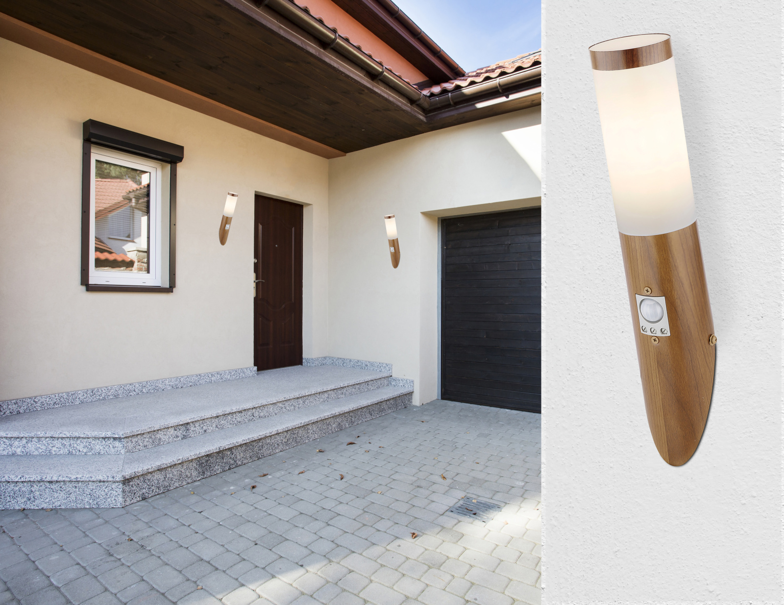 Globo Lighting Boston kinkiet zewnętrzny 1x23W drewno/opal 3157SW