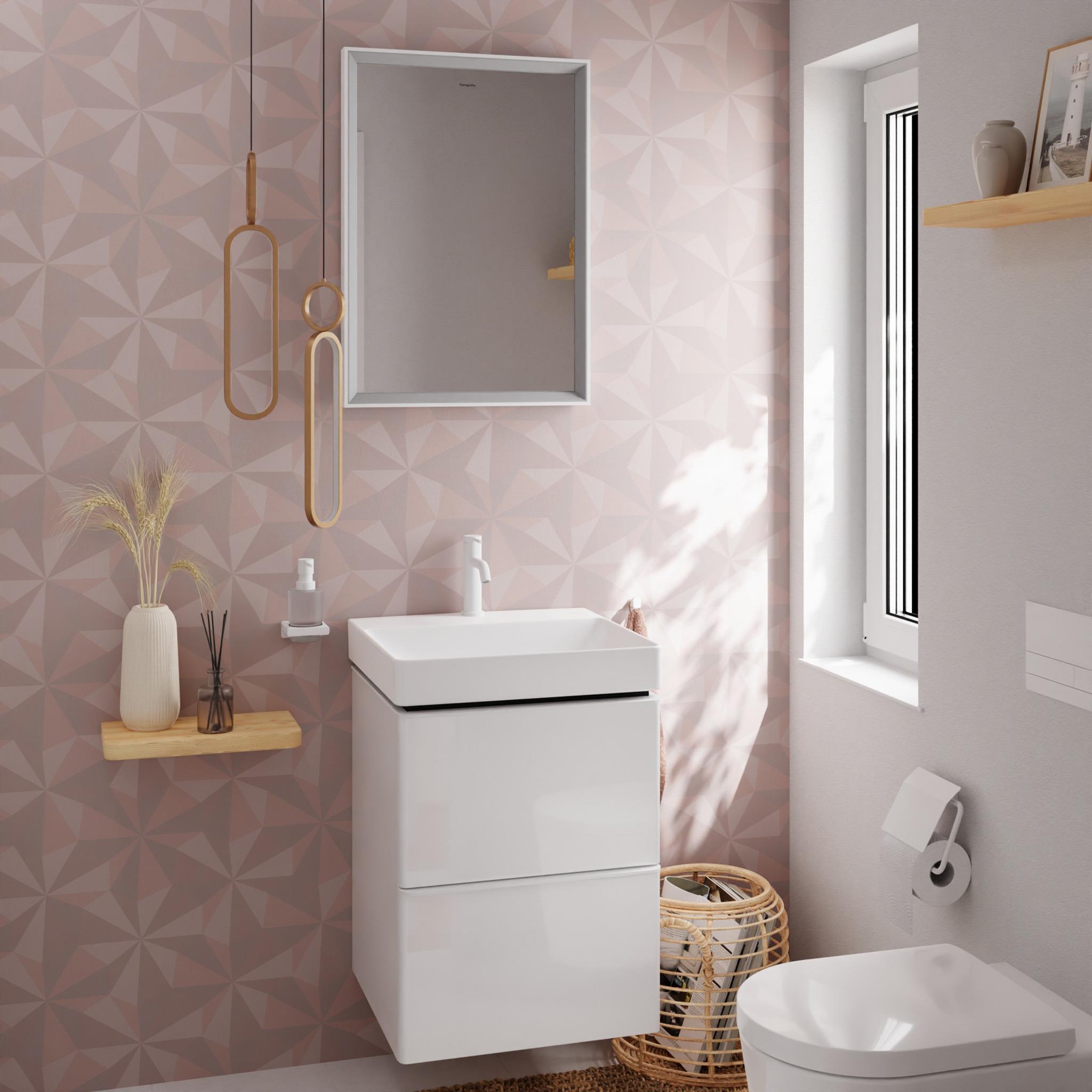 Hansgrohe Xelu Q szafka 48 cm podumywalkowa wisząca biały wysoki połysk/biały mat 54019700