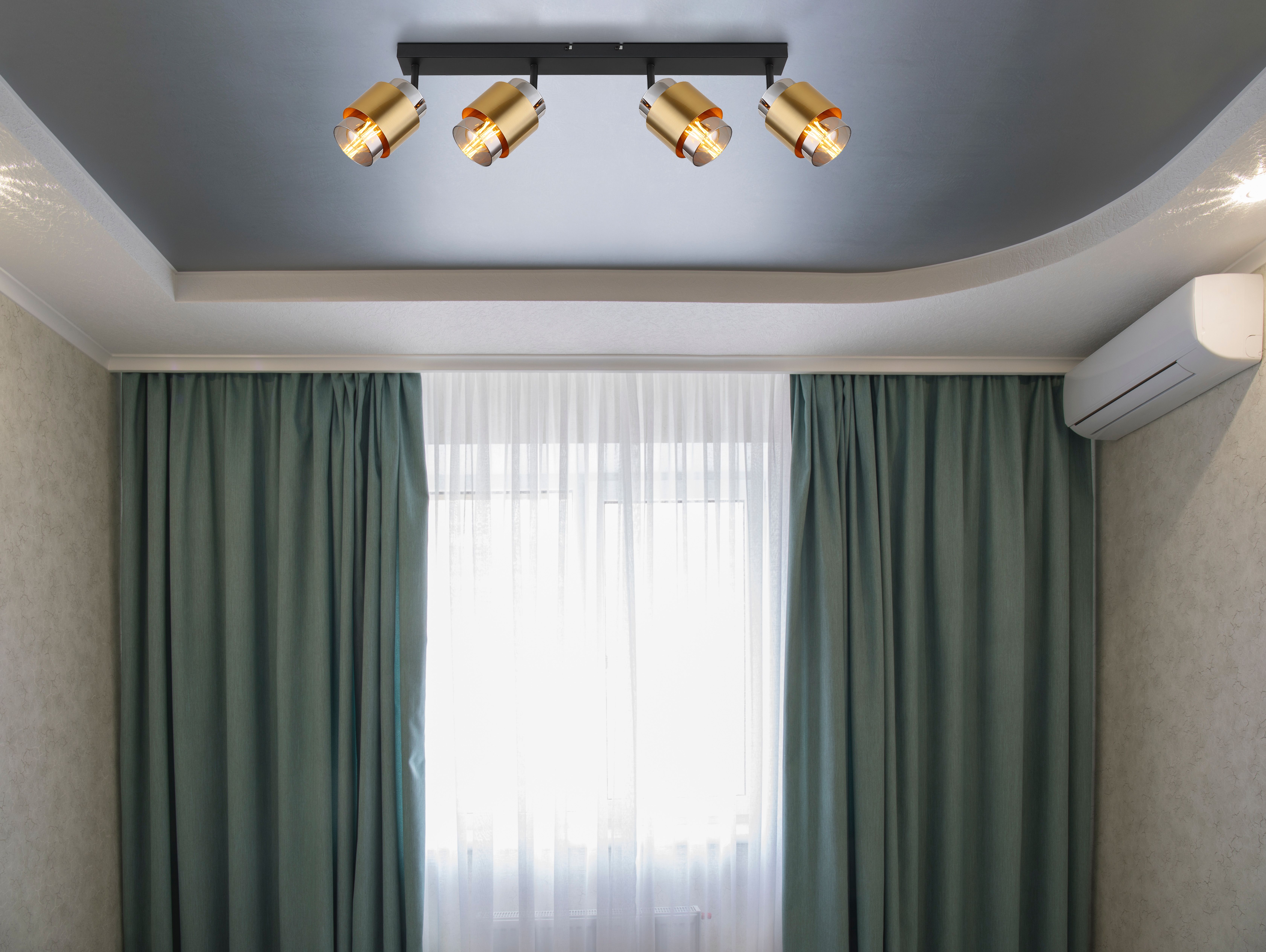 Globo Lighting Milley lampa podsufitowa 4x40W czarny mat/mosiądz/szkło przydymione 15560-4