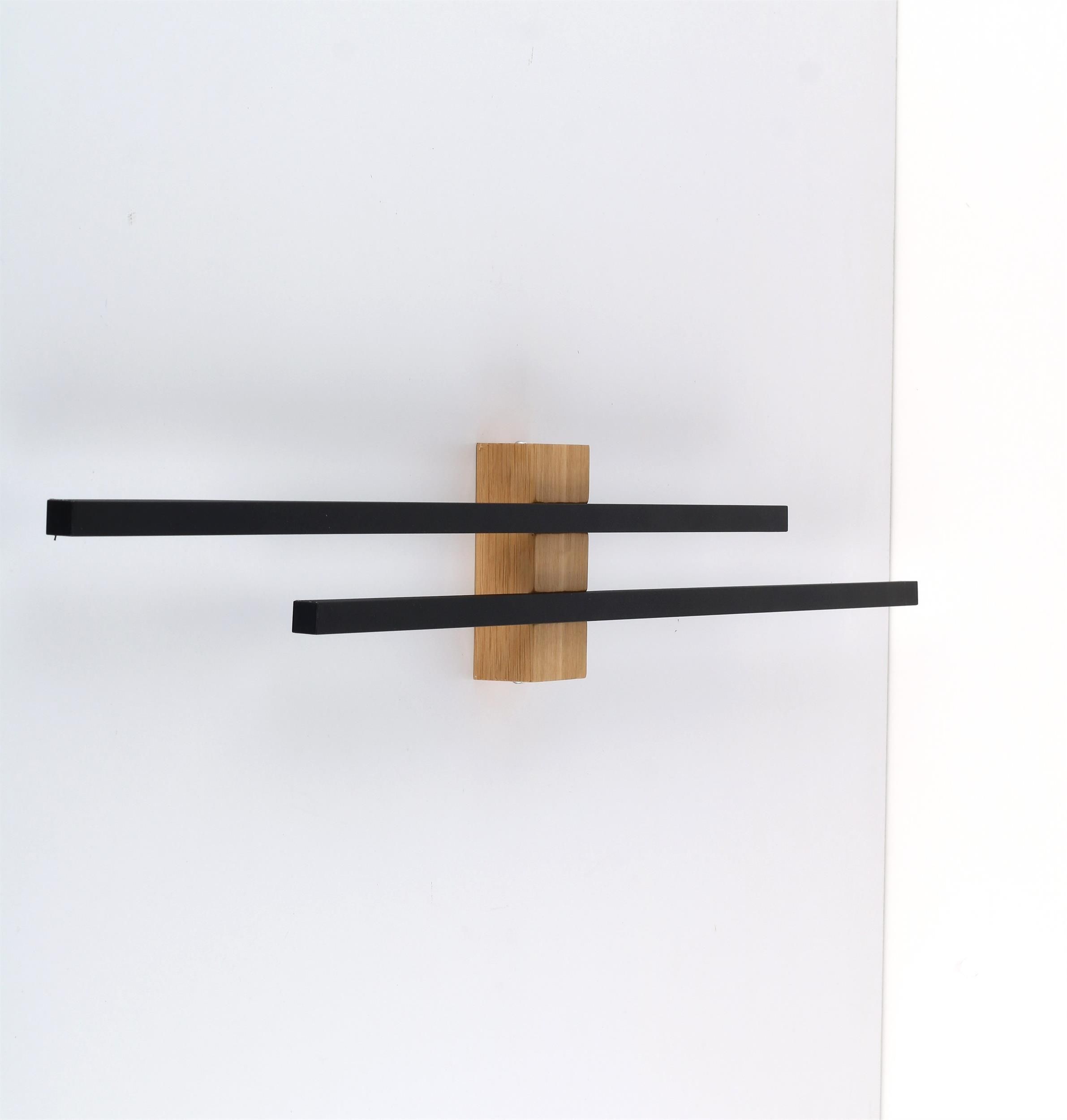 TK Lighting Flash kinkiet 2x30W LED czarny/drewno 6628