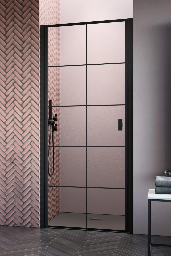 Radaway Nes Black DWJ I drzwi prysznicowe 90 cm lewe czarny mat/szkło Factory 10026090-54-55L