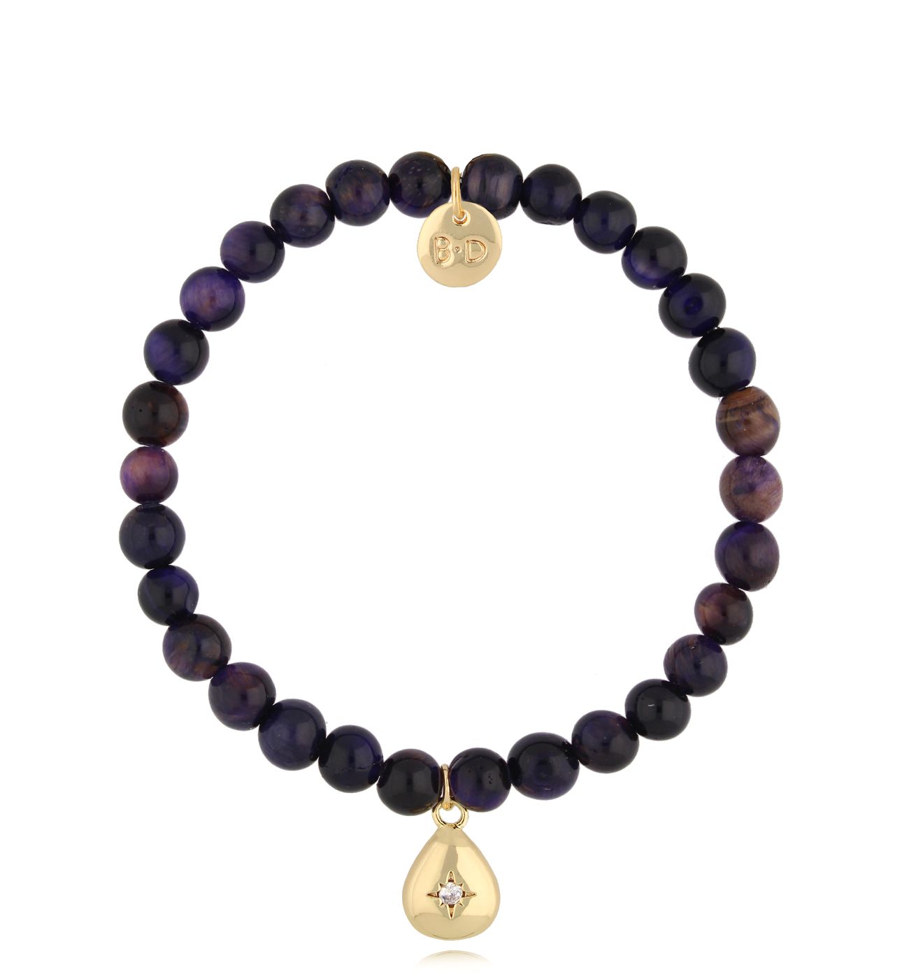 Bransoletka szaro fioletowa z tygrysim okiem Renee BPA0431