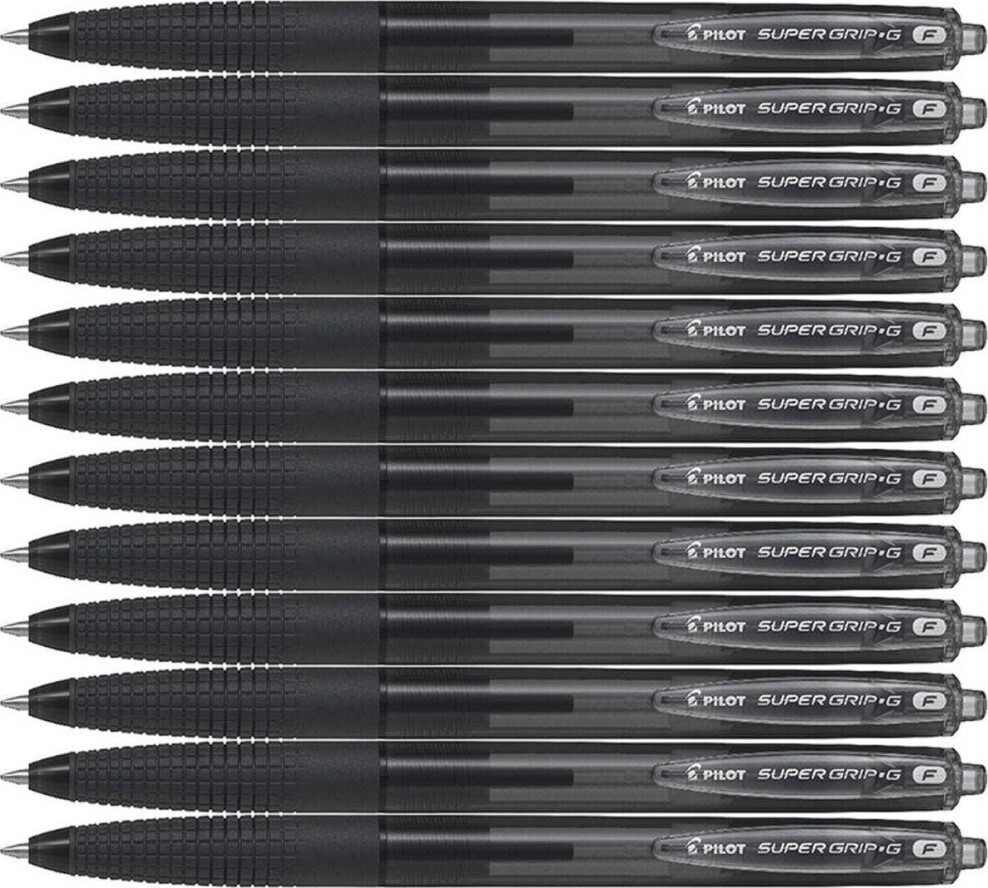 12x Długopis automatyczny Pilot, Super Grip G, 0.7mm, czarny