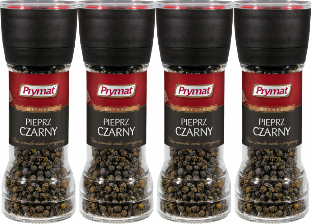 4x Pieprz czarny ziarnisty Prymat, w młynku, 47g
