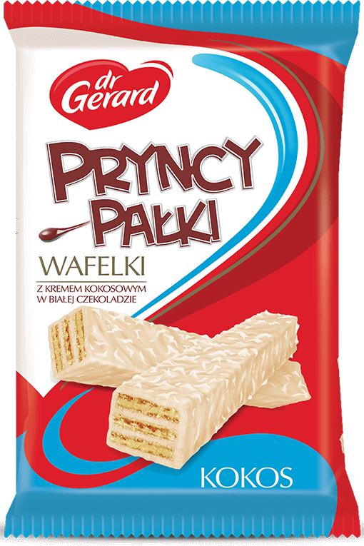 Wafle Pryncypałki Dr.Gerard, w białej czekoladzie, kokosowy, 200g