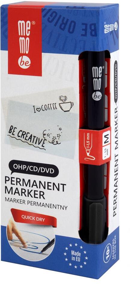 10x Marker permanentny MemoBe OHP MM252 M, okrągła, 1-1.5mm, czarny