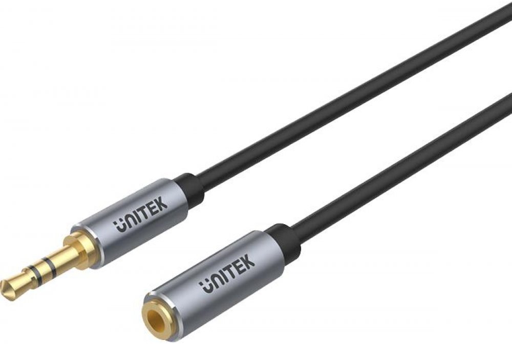 Kabel miniJack Unitek Y-C932ABK, 3.5mm (M)- 3.5mm (F), 1m, czarny