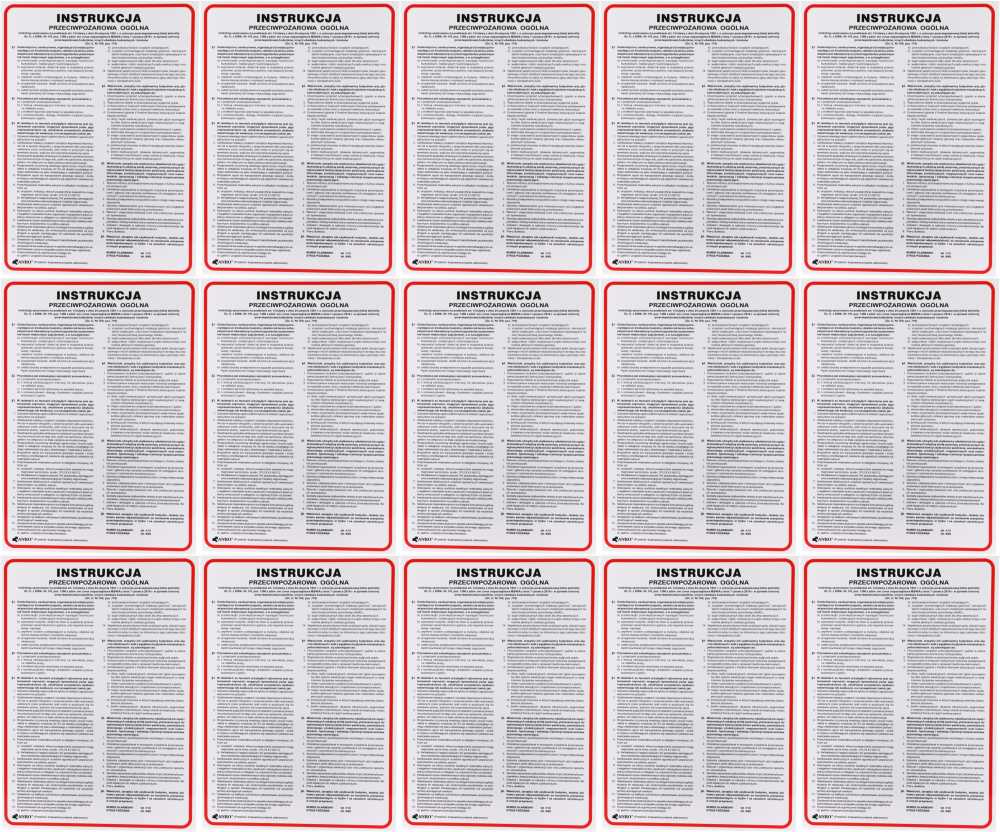 15x Tabliczka informacyjna Anro, "Instrukcja przeciwpożarowa ogólna" Z-IP2