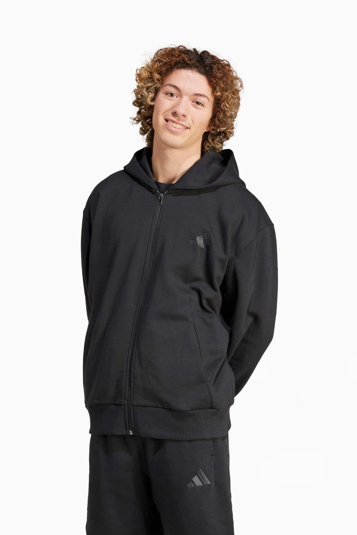 Bluza z kapturem adidas All SZN Fleece FZ - Czarny