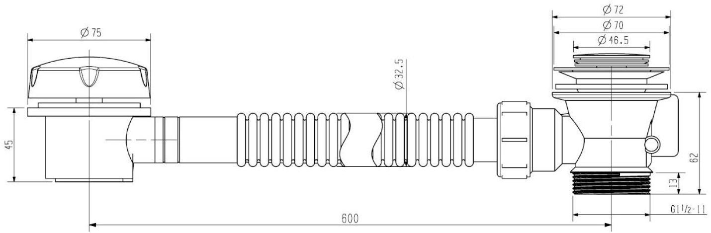Aqualine zestaw odpływowy z korkiem automatycznym chrom TY1002 - Wysyłka w 24h