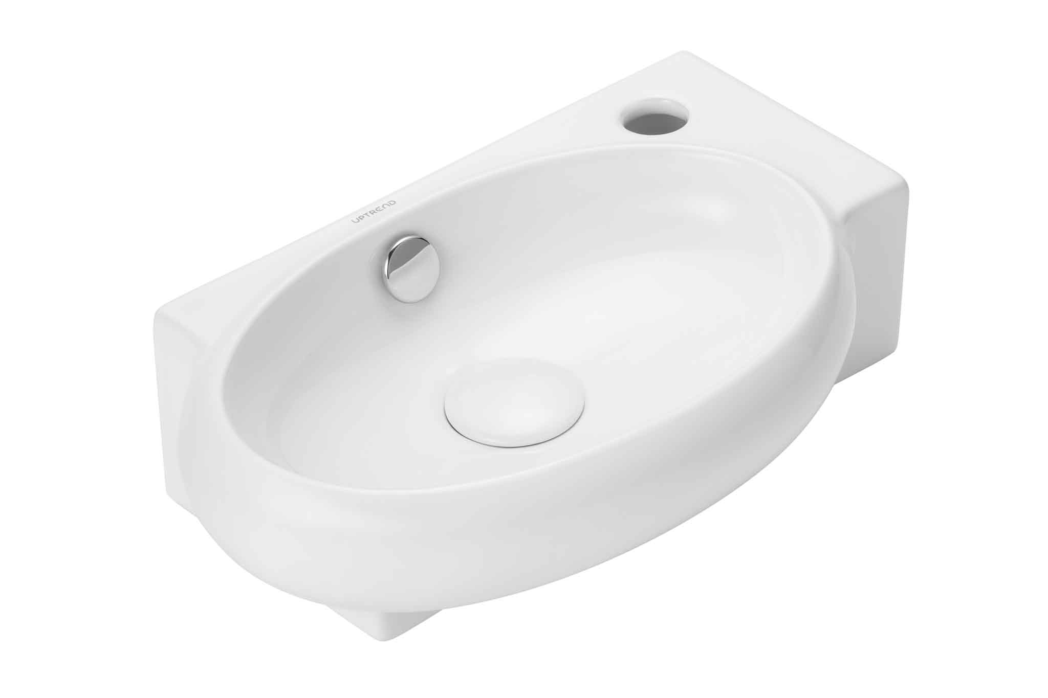 Uptrend Coral umywalka 42,5x26,5 cm półokrągła ścienna biały połysk TR4522B