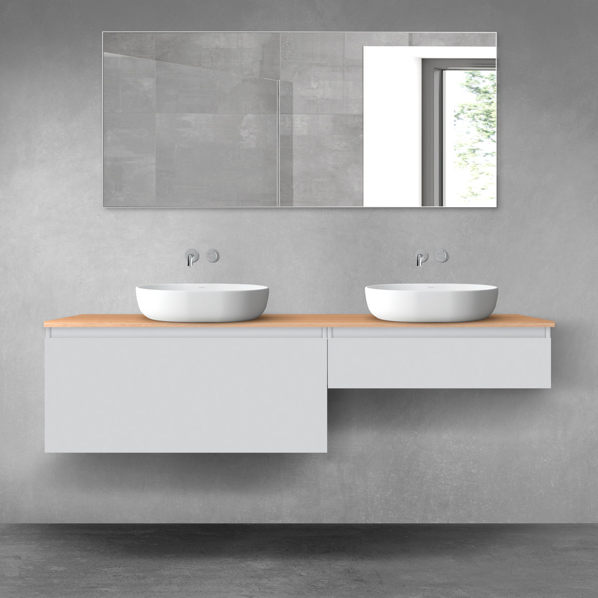 Oltens Vernal zestaw mebli łazienkowych 180 cm z blatem szary mat/dąb 68566700 - Wysyłka w 24h