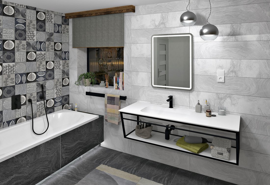 Sapho Aruba konsola podumywalkowa 238,4x49x40 cm czarna ARK240