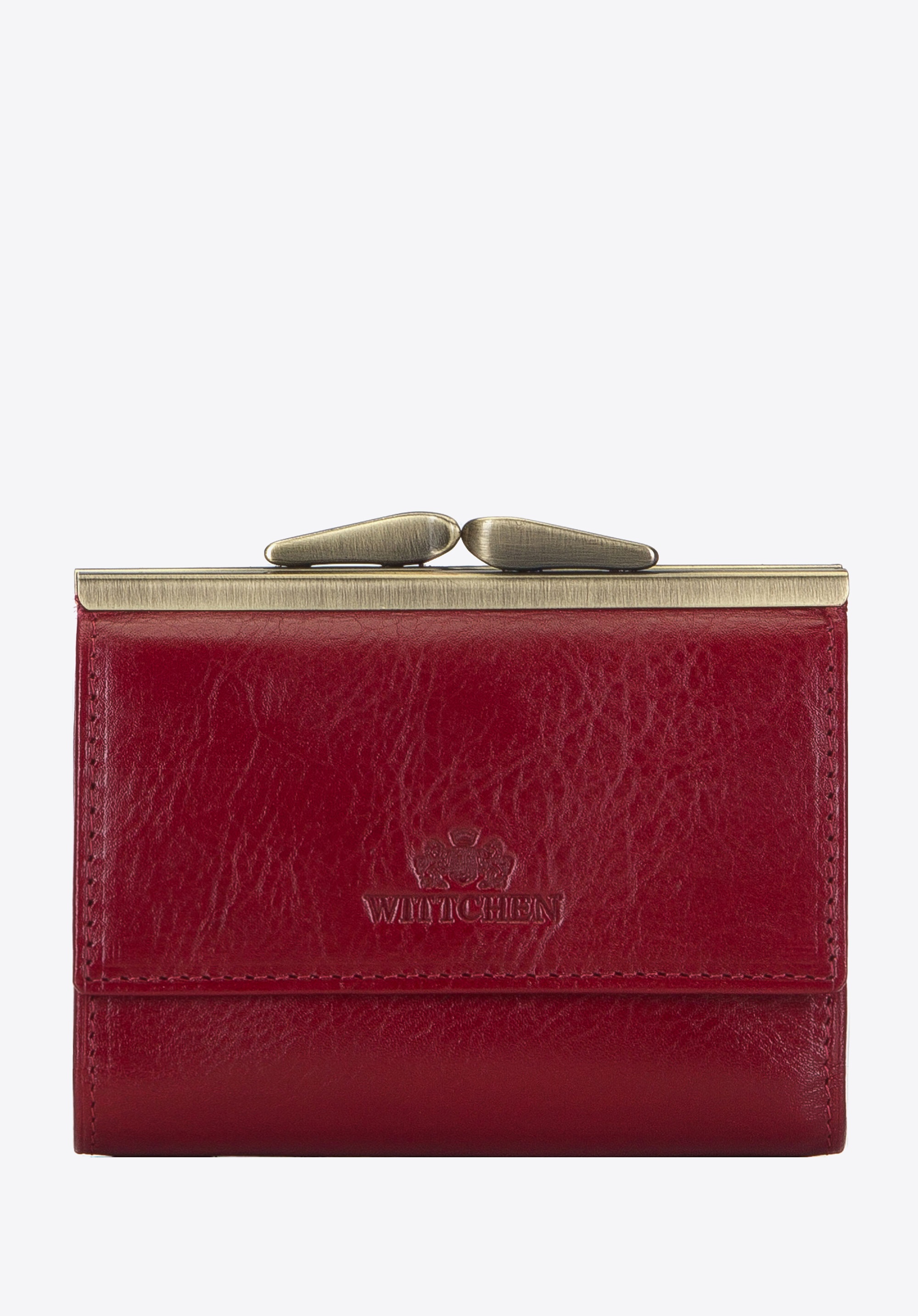 Damski portfel ze skóry na bigiel mały ciemny czerwony