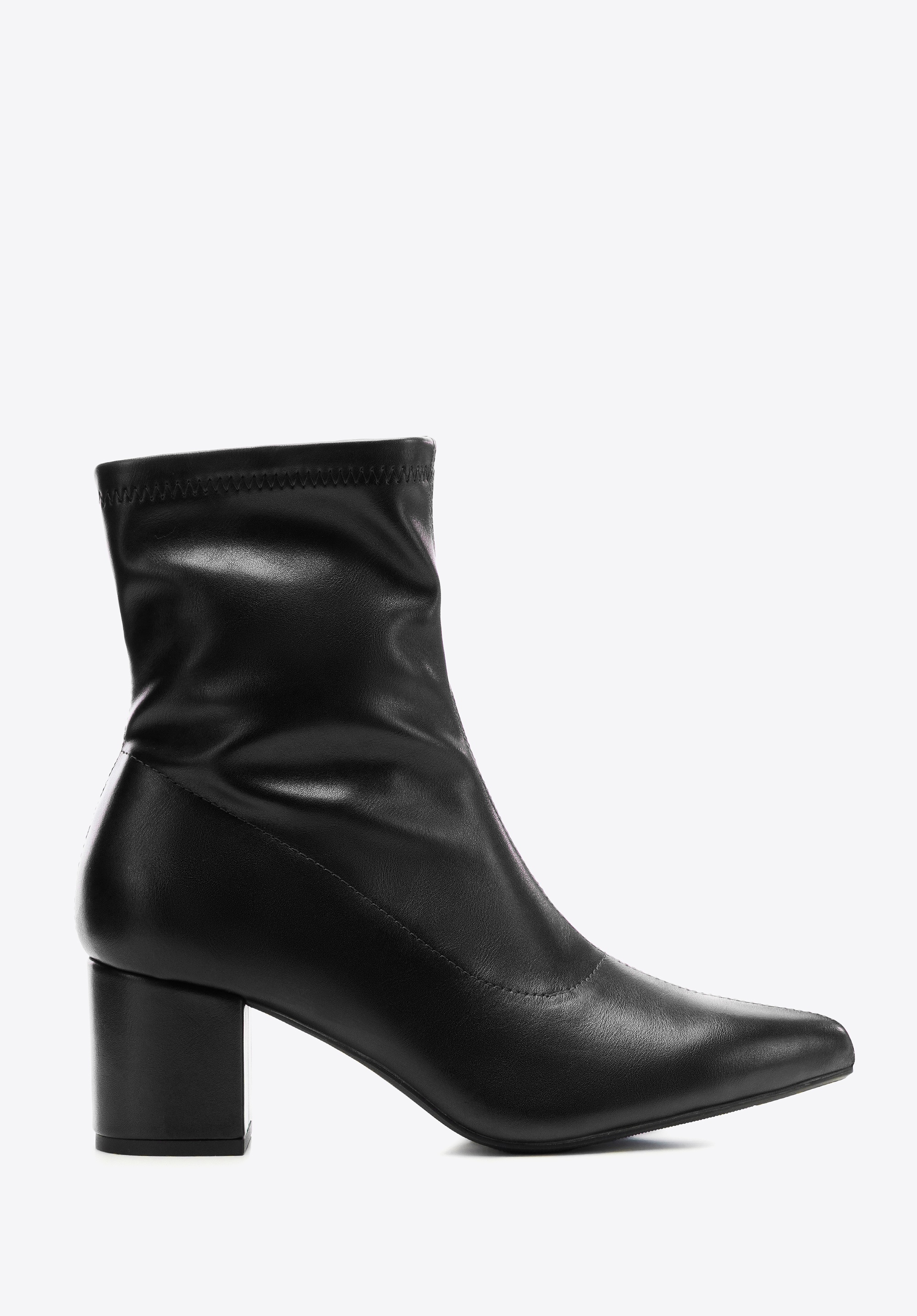 Dopasowane damskie botki na słupku czarne