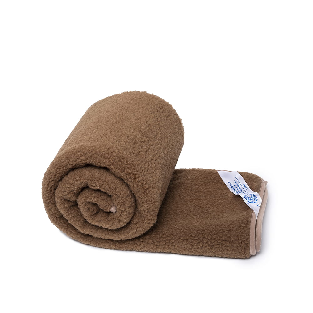 koc wełniany merynos tumbler brązowy 180x200 (+-5cm)