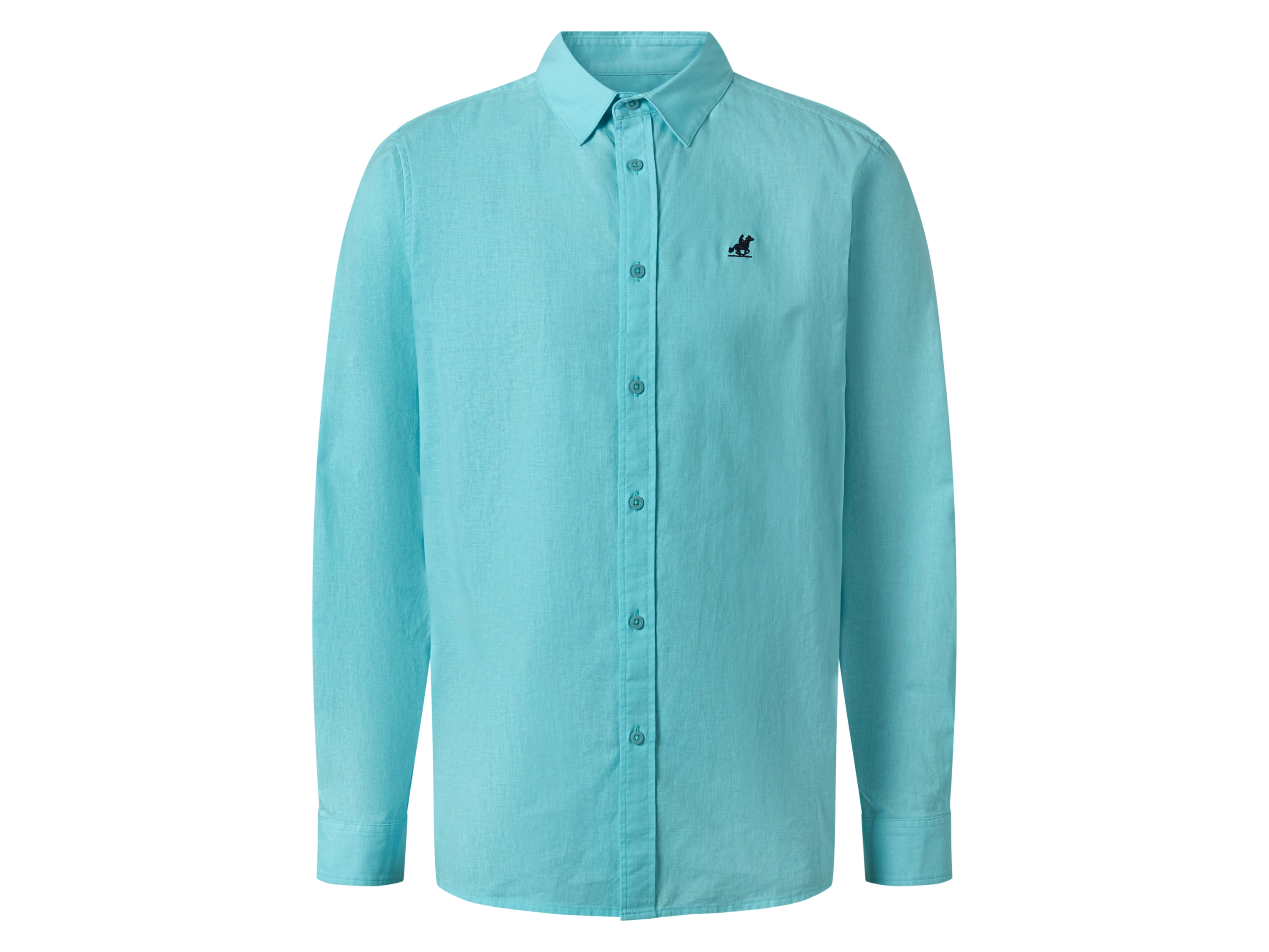 Koszula premium męska z lnem i bawełną U.s. Grand Polo Turkusowy, XL 43/44