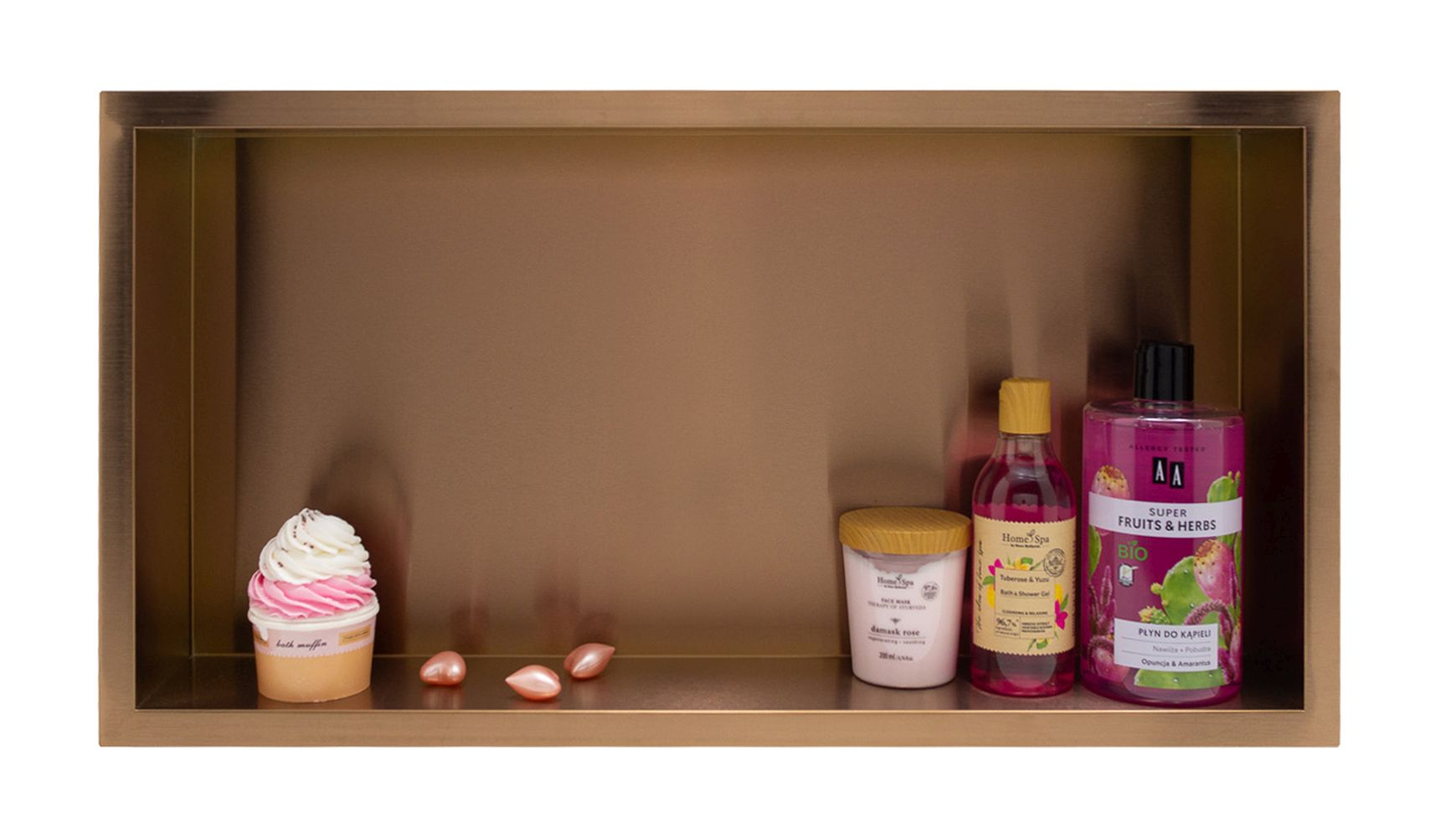 Darmowa Dostawa - Półka wnękowa 60 cm miedziana Balneo Wall-Box One Copper/Miedź OBCO3