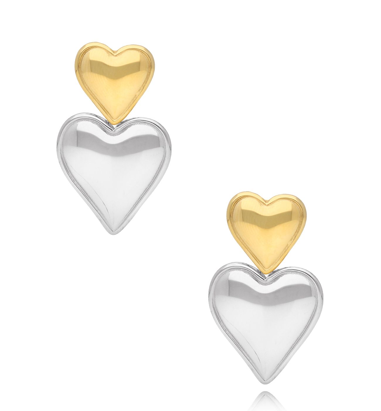 Kolczyki złoto srebrne z sercami Deux Coeurs KSA1529